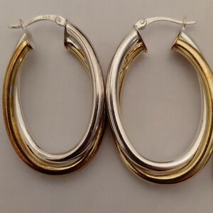 Elegant Two-Tone Hoop Earrings
